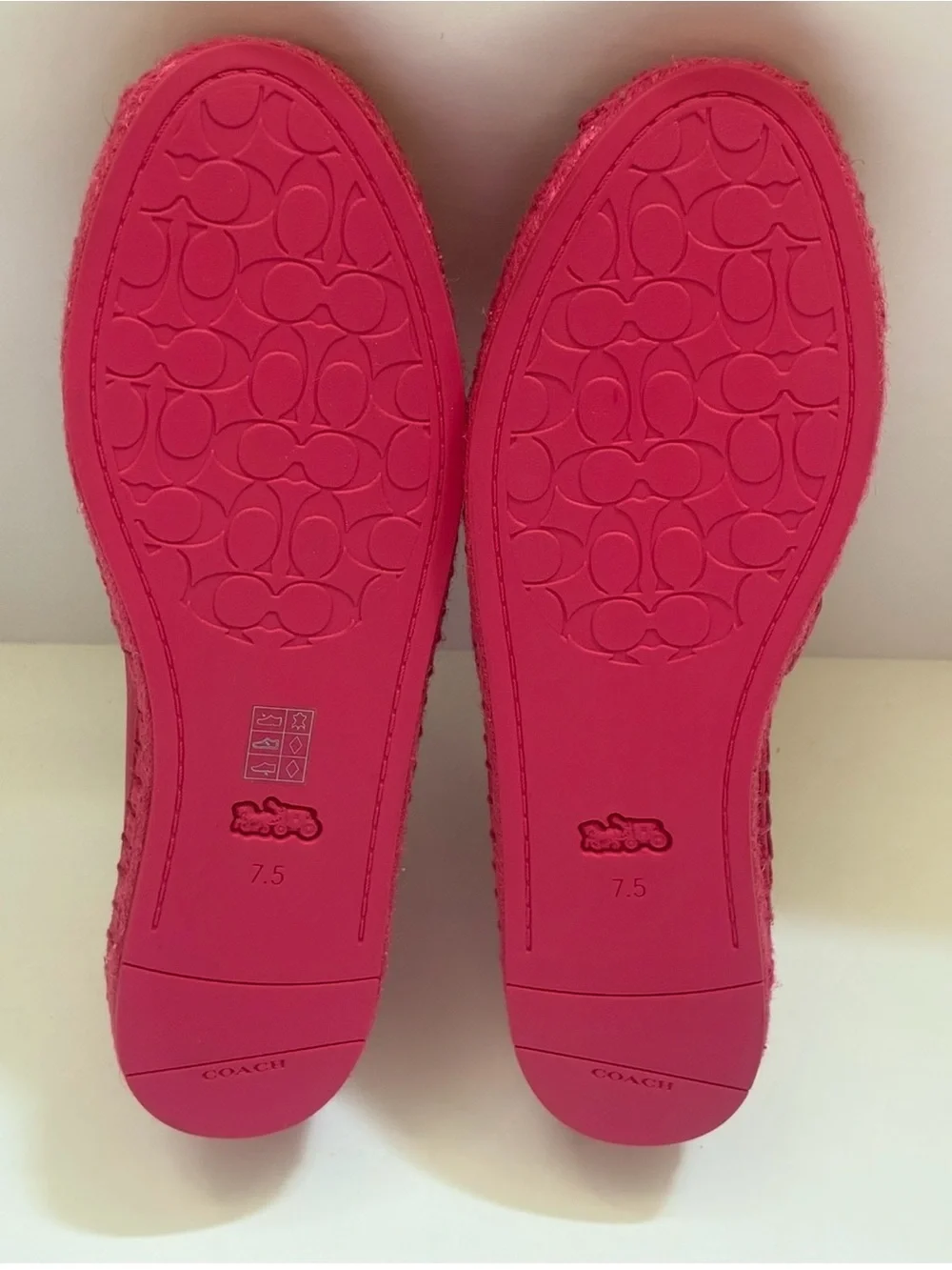 Coach Charlie Pink Leather Logo Espadrille Slip-On Flats Shoes Size 8  NIB